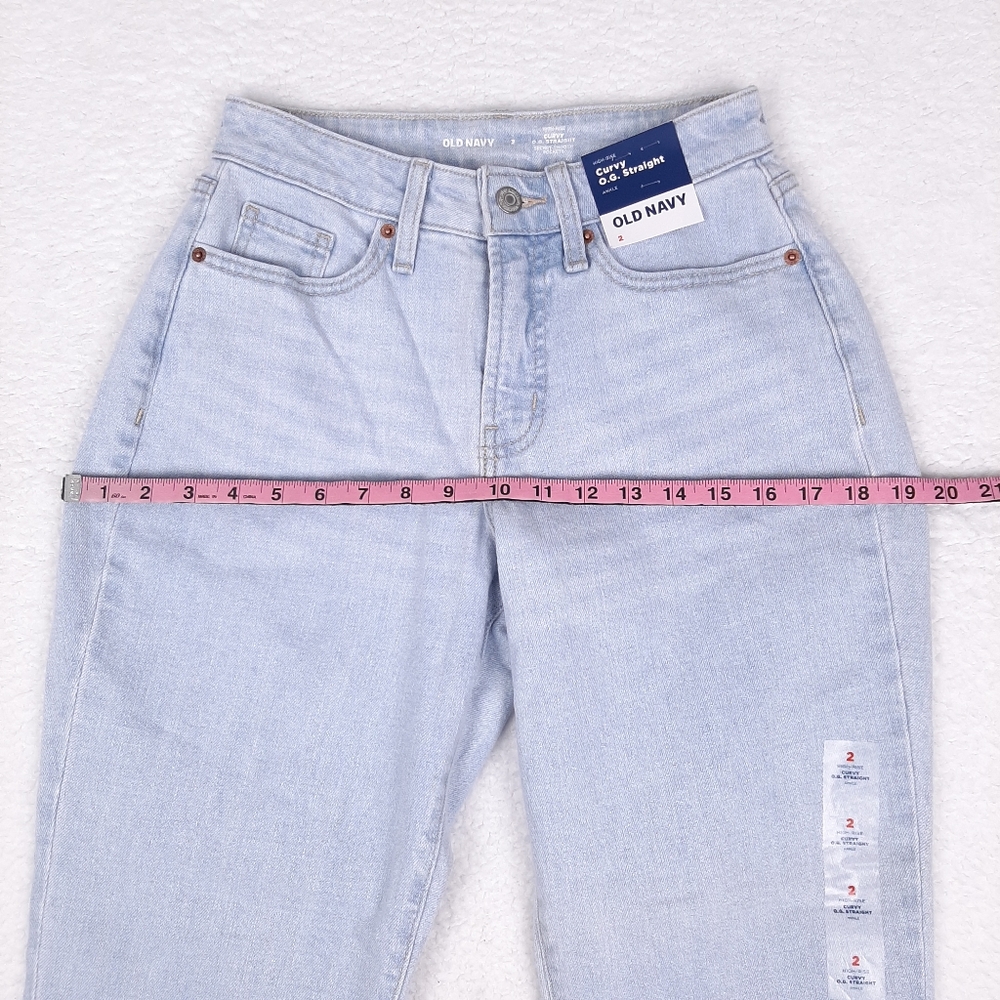 Old Navy Curvy OG Straight High Rise Ankle Jeans light wash classic 90s grunge - Picture 4 of 12